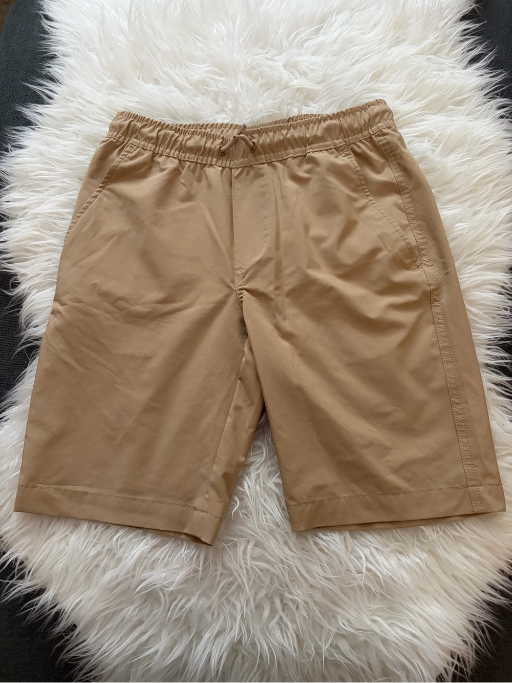 Izod Boy’s Tan Athletic Chino Shorts with Elastic Waist